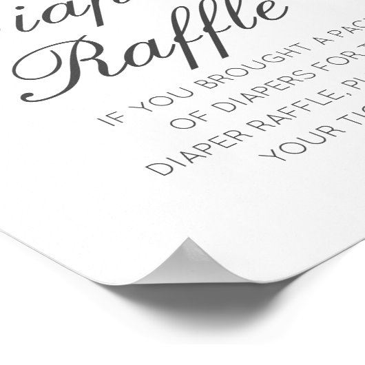 Editable Diaper Raffle Baby Shower Sign Printed Poster (Hoek)