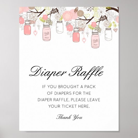 Editable Diaper Raffle Baby Shower Sign Printed Poster (Voorkant)