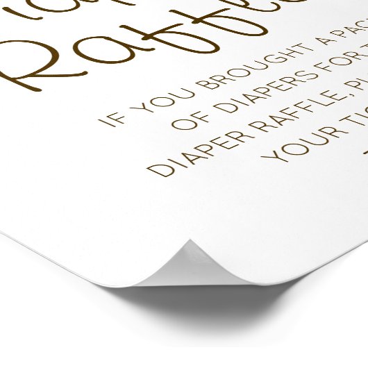 Editable Diaper Raffle Baby Shower Sign Printed Poster (Hoek)
