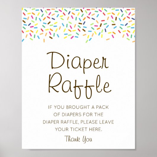 Editable Diaper Raffle Baby Shower Sign Printed Poster (Voorkant)