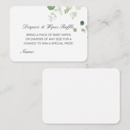 Editable Diapers Wipes Raffle Baby Shower Inserts Informatiekaartje (Voorkant / Achterkant)