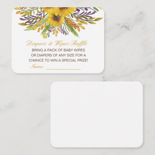 Editable Diapers Wipes Raffle Baby Shower Inserts Informatiekaartje (Voorkant / Achterkant)