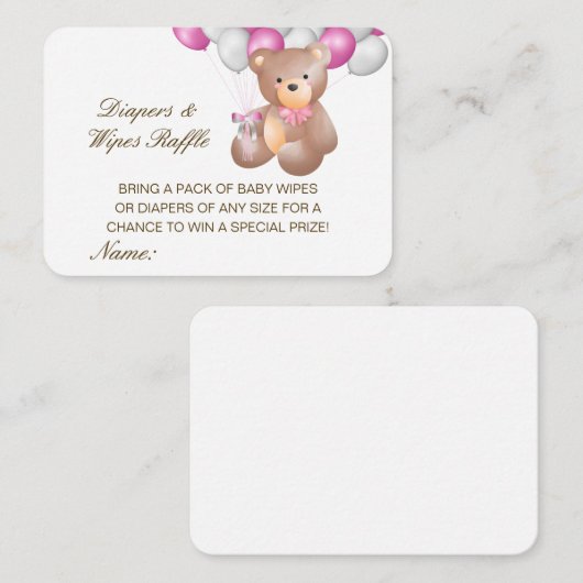Editable Diapers Wipes Raffle Baby Shower Inserts Informatiekaartje (Voorkant / Achterkant)
