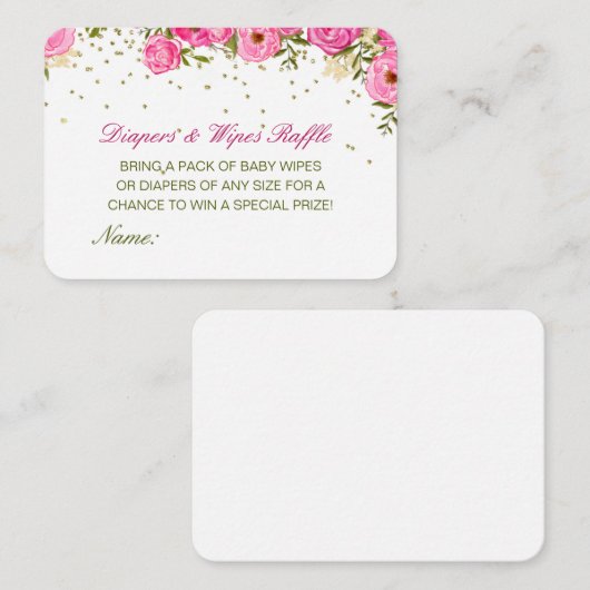 Editable Diapers Wipes Raffle Baby Shower Inserts Informatiekaartje (Voorkant / Achterkant)