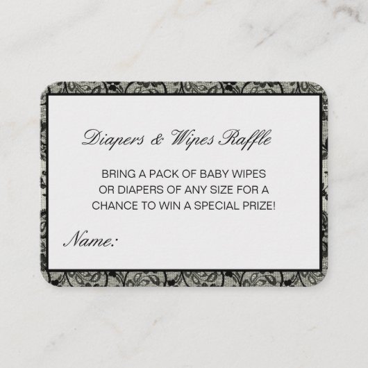 Editable Diapers Wipes Raffle Baby Shower Inserts Informatiekaartje (Voorkant)