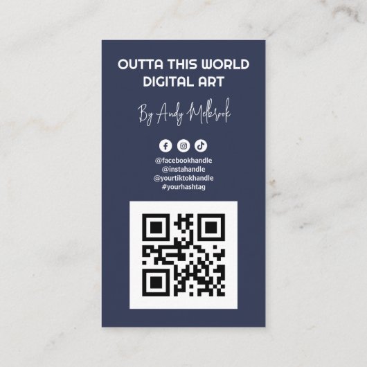 Editable Digital Artist QR Code Visitekaartje (Achterkant)