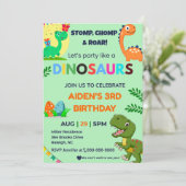 Editable Dino Birthday Invitation | Roar Party The Kaart (Staand voorkant)