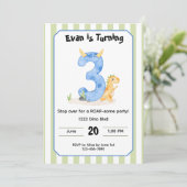 Editable Dinosaur 3rd Birthday Invitation  Kaart (Staand voorkant)