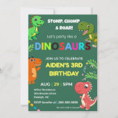 Editable Dinosaur Birthday Invitation Kaart (Voorkant)