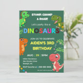 Editable Dinosaur Birthday Invitation Kaart (Staand voorkant)