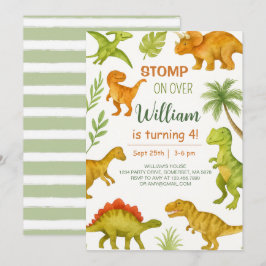 Editable Dinosaur Birthday Party Kaart