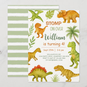 Editable Dinosaur Birthday Party Kaart