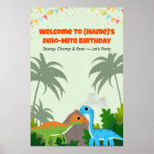 Editable Dinosaur Birthday Party Sign Poster (Voorkant)