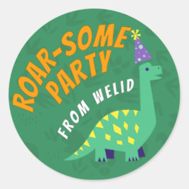 editable Dinosaur Party Sticker