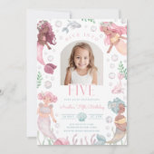 Editable Dive Into Five Mermaid Invitation Kaart (Voorkant)