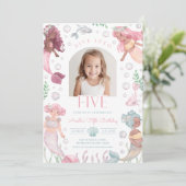 Editable Dive Into Five Mermaid Invitation Kaart (Staand voorkant)