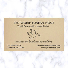 Editable Dove Funeral Home Director Visitekaartje