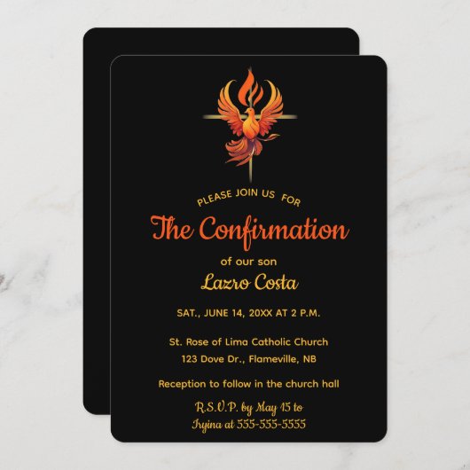 Editable Dove Holy Spirt and Cross Confirmation Kaart (Voorkant / Achterkant)