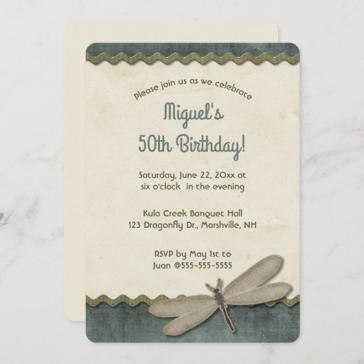 Editable Dragonfly and Trim Kaart (Voorkant / Achterkant)