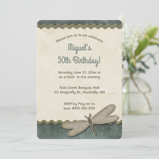 Editable Dragonfly and Trim Kaart (Staand voorkant)