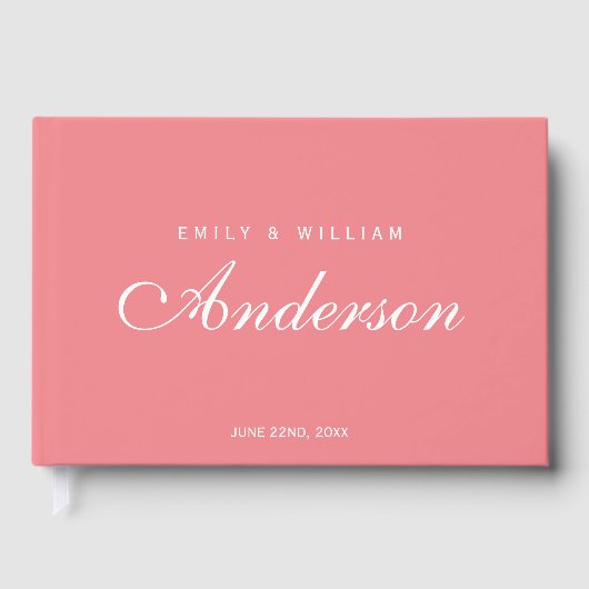 Editable Dual Color Elegant Wedding Script Gastenboek (Voorkant)