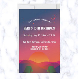 Editable Dusk Nightfall Outdoor Camping Birthday Kaart