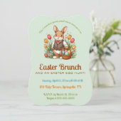 Editable Easter Brunch Egg Hunt Bunny and Tulips Kaart (Staand voorkant)