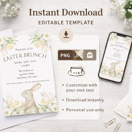 Editable Easter Brunch Invitation Instant Download Kaart