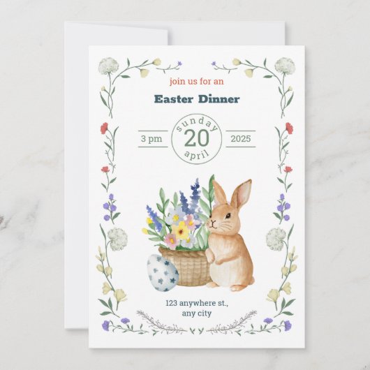 Editable Easter Potluck Invitation Kaart (Voorkant)