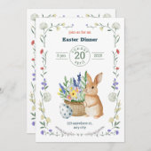 Editable Easter Potluck Invitation Kaart (Voorkant / Achterkant)