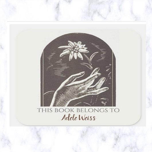Editable  Edelweiss Bookplate Vierkante Sticker