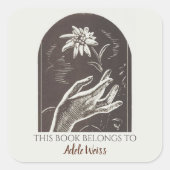 Editable  Edelweiss Bookplate Vierkante Sticker (Voorkant)