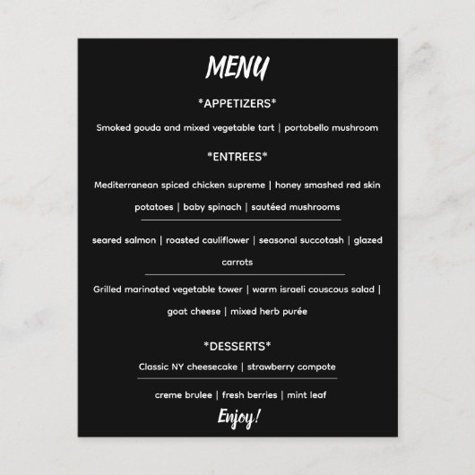 Editable Elegant Black and White Menu Flyer (Voorkant)