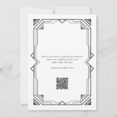 Editable Elegant Black Art Deco QR RSVP Wedding Kaart (Achterkant)