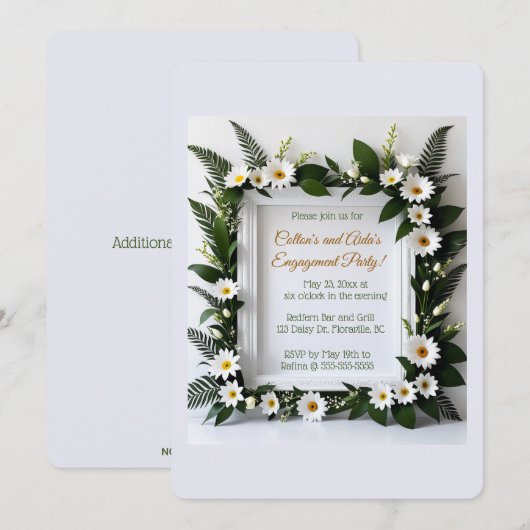 Editable Elegant Daisy Frame Kaart (Voorkant / Achterkant)