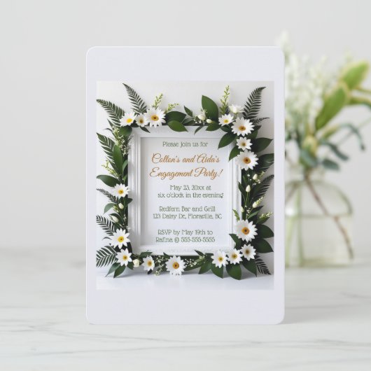 Editable Elegant Daisy Frame Kaart (Staand voorkant)