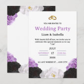 Editable Elegant Purple Floral Wedding Invitation Kaart (Voorkant / Achterkant)