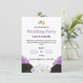 Editable Elegant Purple Floral Wedding Invitation Kaart (Staand voorkant)