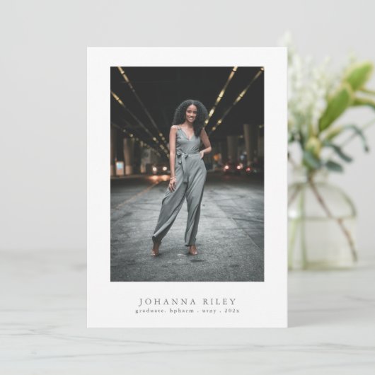 Editable Elegant Text Photo University Afstuderen Aankondiging (Staand voorkant)