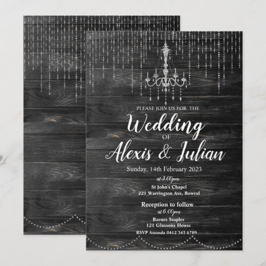 Editable Elegant Wedding Invitation - Rustic Kaart (Voorkant / Achterkant)
