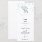 Editable Elephant Party Menu, Baby shower Menu (Voorkant / Achterkant)