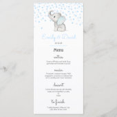 Editable Elephant Party Menu, Baby shower Menu (Voorkant)