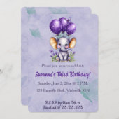 Editable Elephant Three Balloons and a Butterfly Kaart (Voorkant / Achterkant)