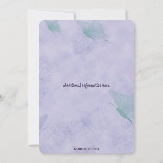 Editable Elephant Three Balloons and a Butterfly Kaart (Achterkant)