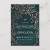 Editable Emerald Flower Wreath Copper Folie Weddin Informatiekaartje (Voorkant)