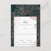 Editable Emerald Flower Wreath Copper Folie Weddin RSVP Kaartje (Voorkant)