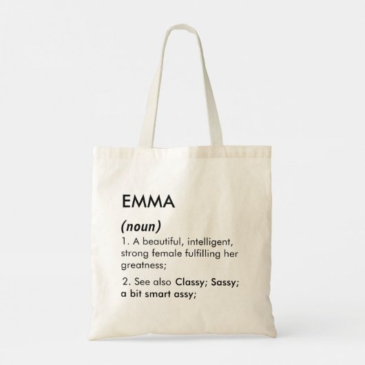 Editable Emma name definition, custom name Tote Bag (Achterkant)