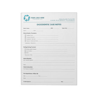 Editable Endodontic Treatment Progress Notepad Notitieblok