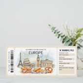Editable Europe Trip Boarding Pass Ticket Kaart (Staand voorkant)