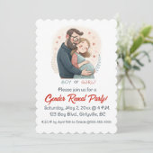 Editable Expectant Parents Hearts Gender Reveal Kaart (Staand voorkant)